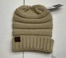 CC Beanie Ivory Knit Thick Cap Beanie Unisex One Size