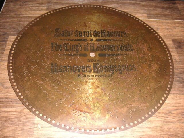 Hannovers Königsgruss Polyphon Blechplatte 50cm automaton music box 19 5/8" disc