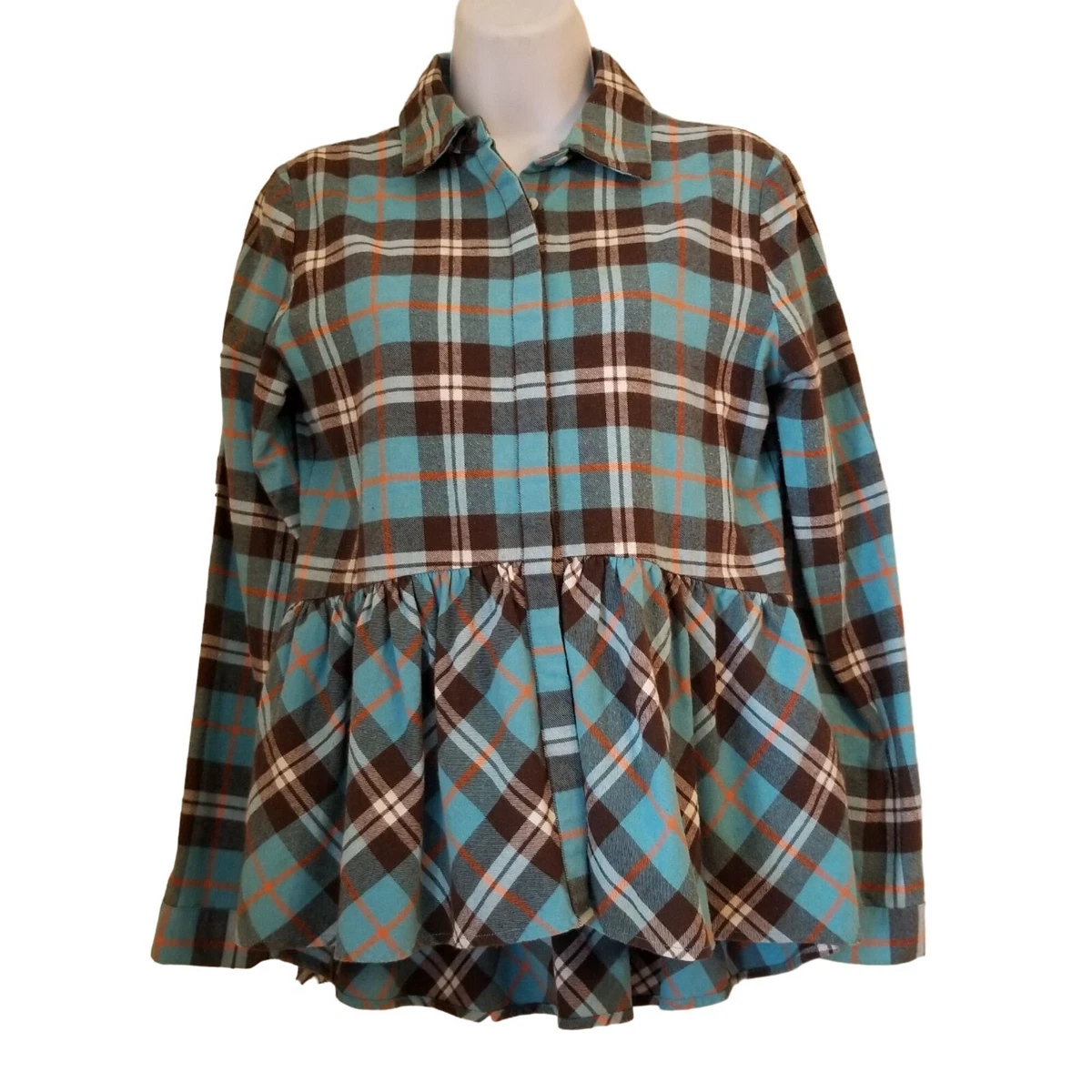 Flannel peplum sales top