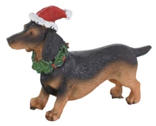 Dog Figure Skier Dachshund Figure Christmas Santa Hat Decorative Figure Dog