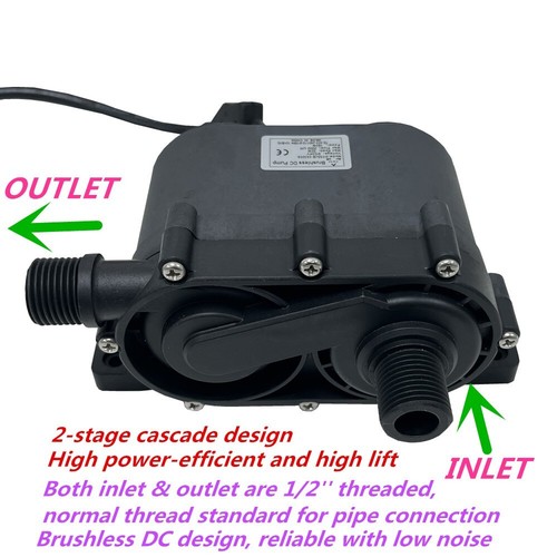 24V Speed Adjustable Brushless DC Water Pump DC55JE-24320A 160W High 32m 2000L/H - Picture 3 of 11