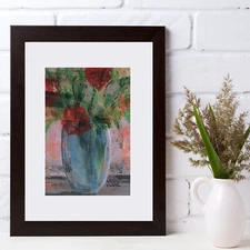 Floral Art Original Expressionist Flower 5x7 Painting Modern Texture Still Life