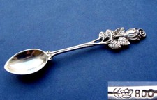 Cuillère À Café, Décor De Rose, Argent 800 D688
