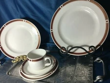 RARE Steelite international England 5 pc sett. plate cup Ambassador crimson MINT