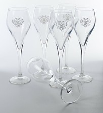 6 x Schlumberger Sekt Stielglas Flute schmale Form Druck auf dem Fuß 7990