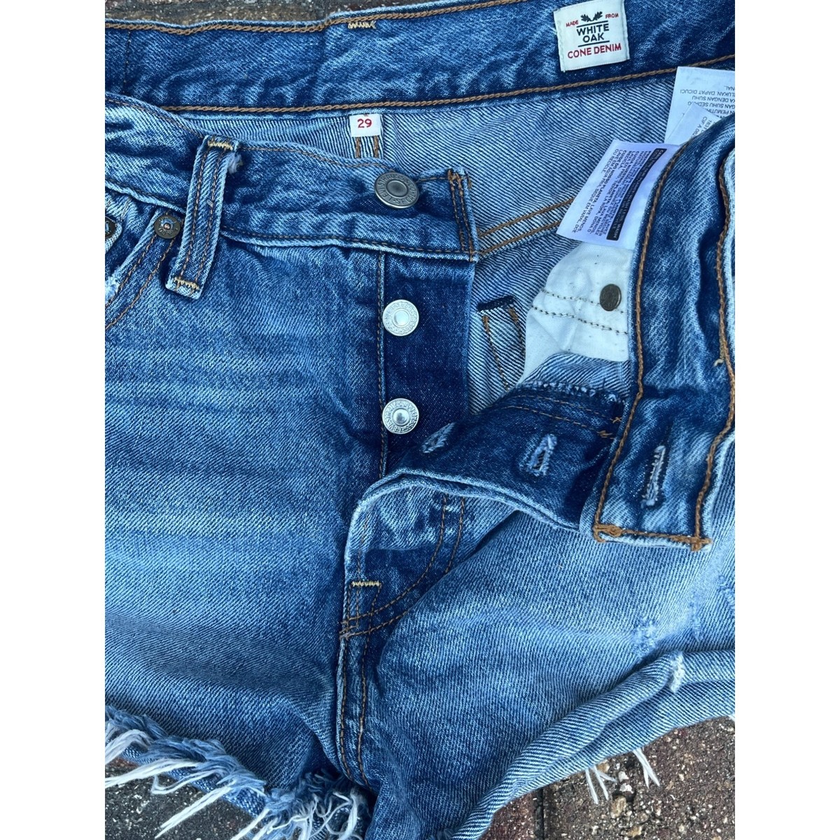 Levi's White Oak Cone Denim Cutoff Shorts Womens 28 Button