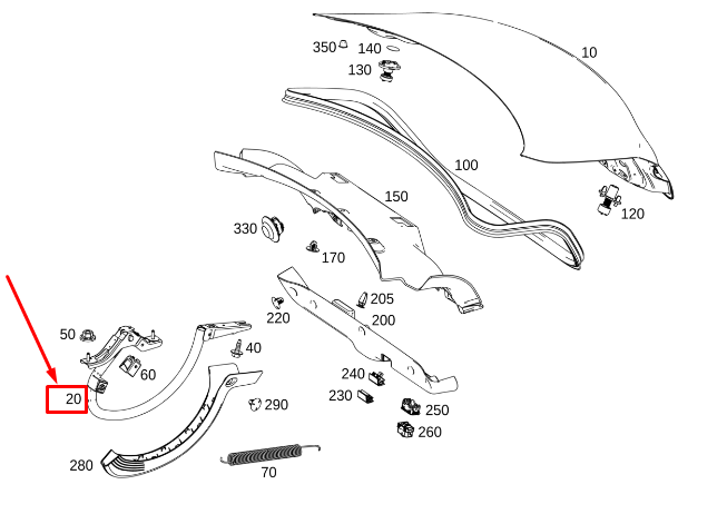 MERCEDES-BENZ CLA C118 Rear Left Side Bootlid Hinge A1187500100