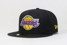 New Era 59Fifty Men Women Cap NBA Los Angeles Lakers Basic Black Fitted Size Hat