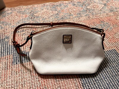 Dooney & Bourke Pebble Grain Suki Crossbody White Tan Small Medium Leather Strap