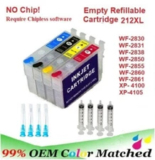 212 212XL Alternative No Chip Refillable Cartridge for WF-2850 XP-4100 XP-4105