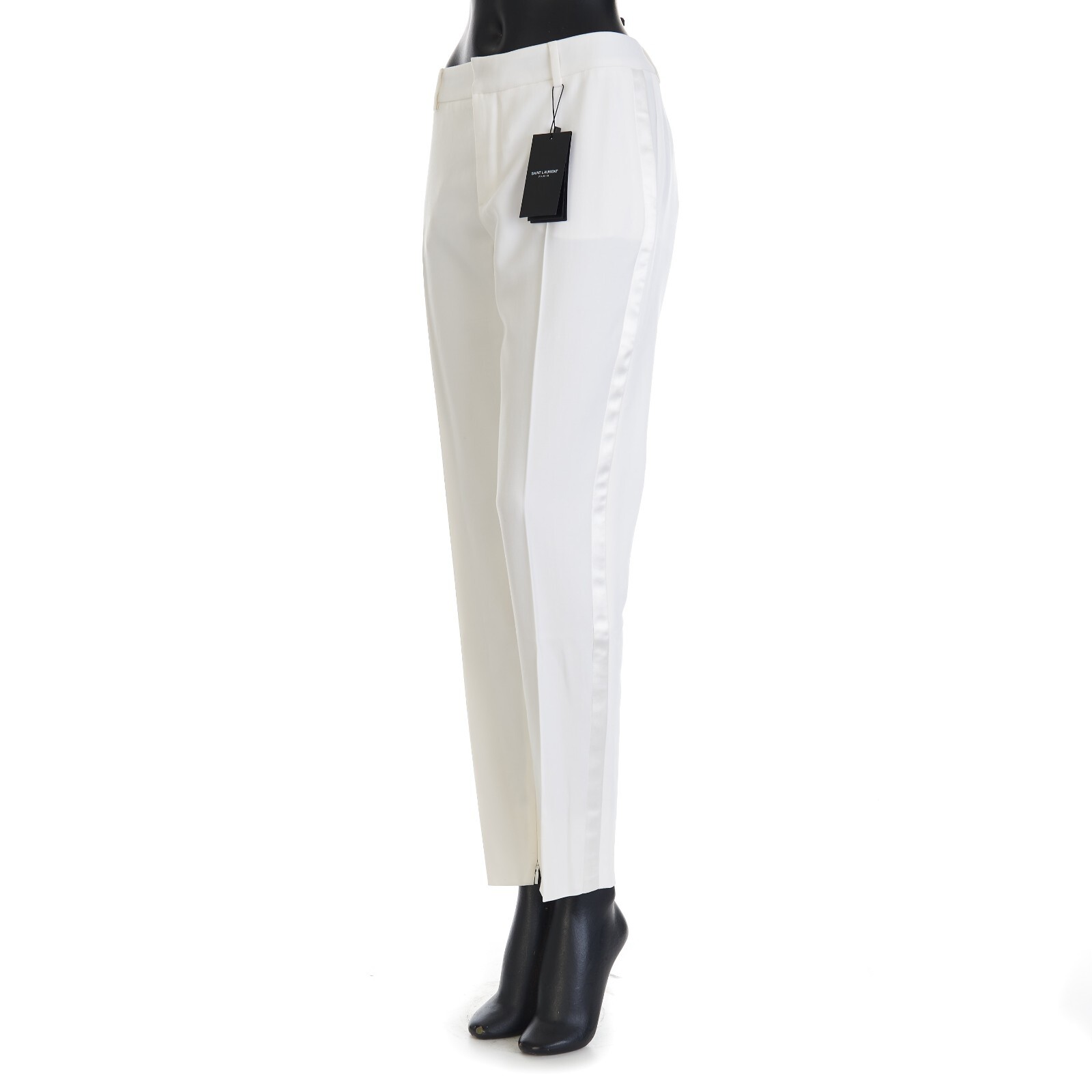 SAINT LAURENT 1350$ Pantalone smoking bianco in grana di poudre