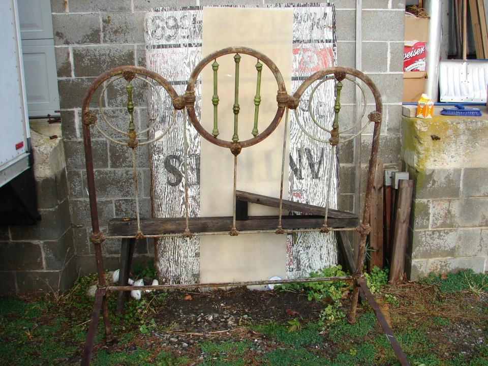 Antiguo cabecero de cama de latón y hierro solamente - Elegante cima de montaña - VER FOTOS - #13 Foto 3 de 4