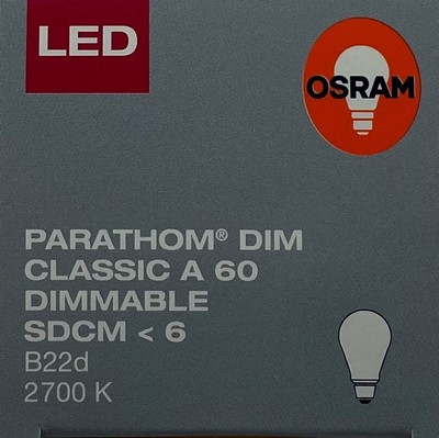 5 .5 W BC Osram LED Frosted GLS 2700k Dimmable Extra warm white 