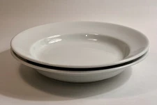 2 Apilco 10 1/8" Porcelain Pasta / Rim Soup Bowls All White; Made in France