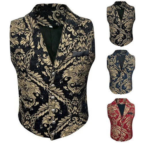 Gothic Herren Formalwear Westen Steampunk Weste mit viktorianischem Dekomuster - Bild 2 von 27