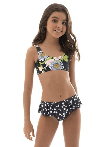 Maaji L117220 Kids Black Floral Ditsy Daisy Vulcan Bikini Swim Set Size 16 - Picture 3 of 4
