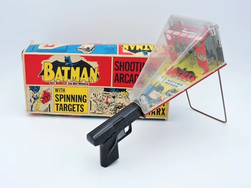 Marx BATMAN Shooting Arcade with Targets 1966 vintage tin gallery with Box DC