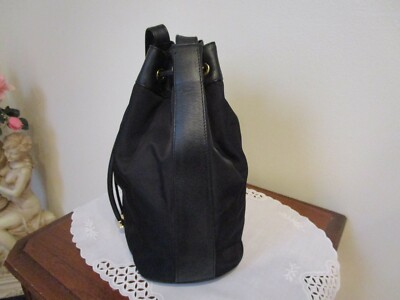 VTG Paloma Picasso Shoulder Bucket Handbag Black Nylon  display picture 1