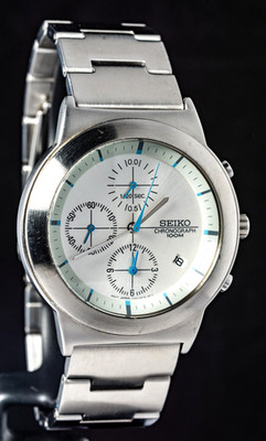 Seiko Chronograph Split Second Herren Quarzuhr -- funktioniert, Ø40mm Gehäuse