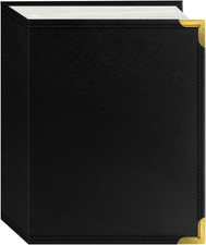 E4-100/BK 100-Pocket Black Sewn Leatherette Cover with Brass Corner Accents Phot