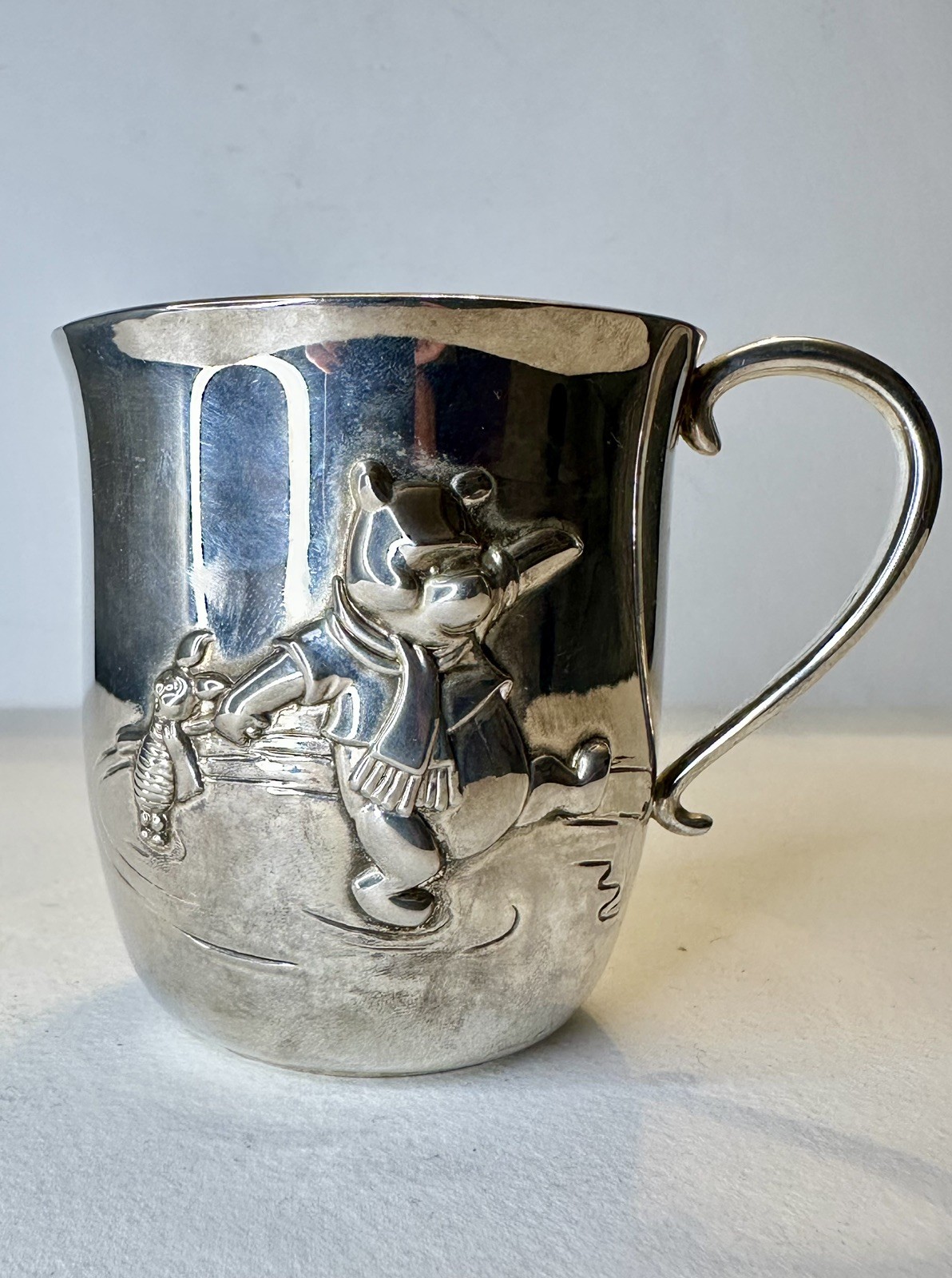 Vintage Disney Winnie the Pooh Child’s Silver Plated Steel Cup Christening Gift