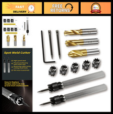 13 Pcs Spot Weld Cutter Set, HSS Drill Bits 3/8"  5/16", Titanium Coated, Hex S