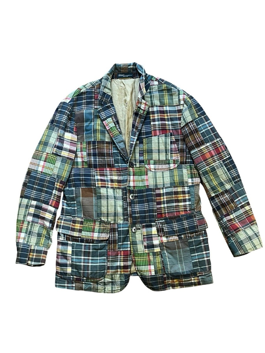 Ralph Lauren テーラードジャケット vintage やま Vintage Polo Ralph Lauren Patchwork Plaid Madras Jacket Blazer