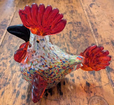 Handblown Art Glass Rooster Murano Style Figure Paperweight - Countrycore