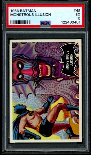 1966 Topps Batman Black Bat #48 Monstrous Illusion — PSA 5