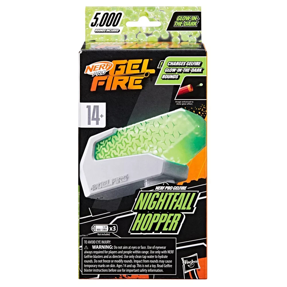 Nerf Pro Gelfire Nightfall Hopper & 5000 Glow in The Dark Dehydrated Rounds P...
