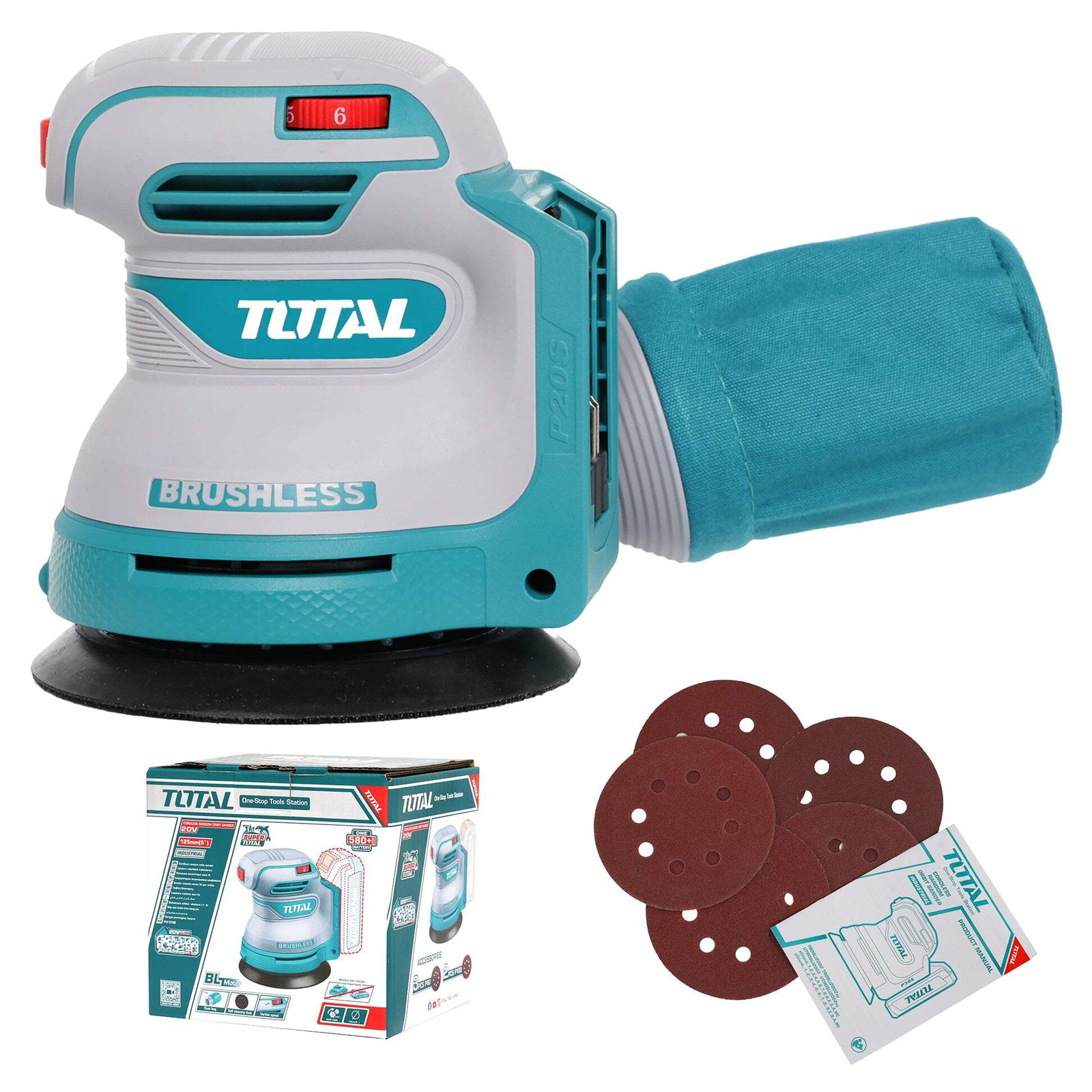 Total Li-Ion 20V Cordless Random Orbit Sander (Battery Not Included) - TROSLI200