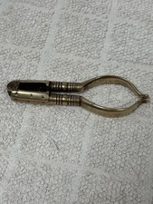 Georgian Period Turned and Engraved Brass Nutcracker 10cm Tongs Nips Crackers