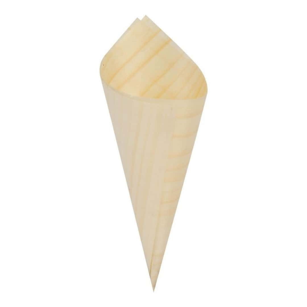 Wooden Frying Cones Mini Pack 50pz Leone - Bamboo Finger Food Cone