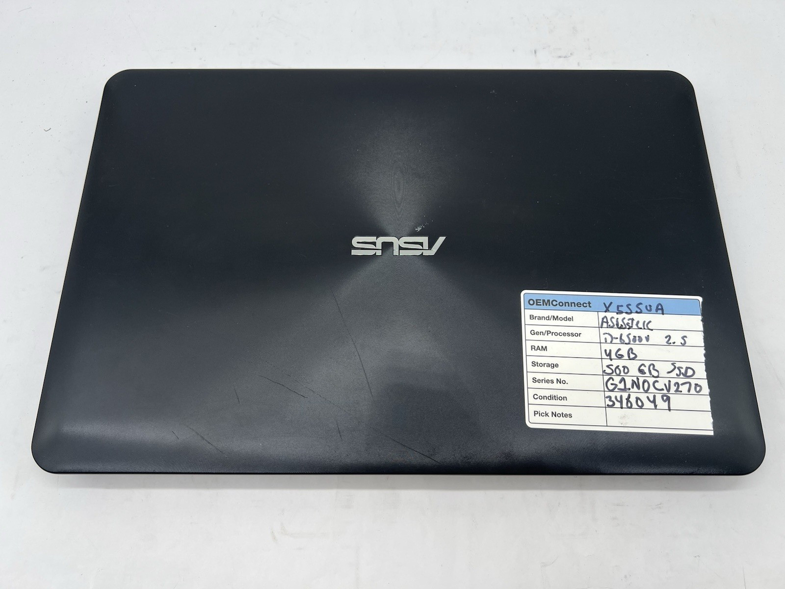 ASUS F555U, i7-6500U, 2.5GHz, 4GB RAM, 500GB SSD, No OS/Adapter