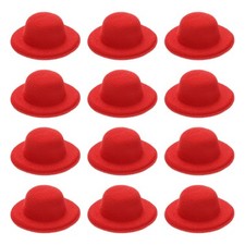 2.3 Inch Mini Formal Hats, 12 Pcs Miniature Doll Hats for Crafts, Red