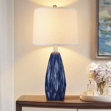 25'' Table Lamp Navy Blue Table Lamps Modern Ceramic Lamps for Night Stand - ...