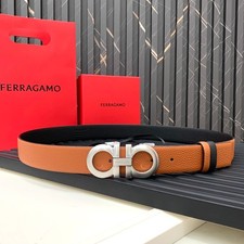 Ferragamo Reversible Leather Belt Gancini Buckle NEW