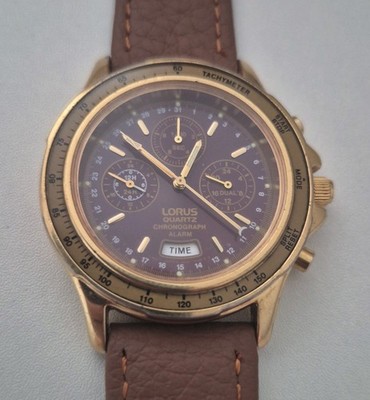 Lorus Rare stepped-motor chronograph N945-7A10 working 40mm TIME CHRONO SET -O-
