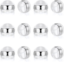 12 Pcs Silicone Flat Earring Backs for Studs Ear Wires Fish Hooks, Locking Secur