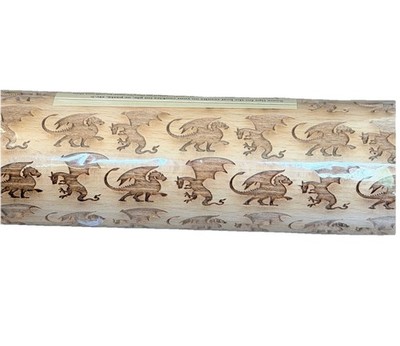 Algis Crafts Wooden Dragons Laser Engraved Embossed 7.5'' Rolling Pin