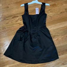 Fit and flare magic moves black boned upper sexy satin mini dress XS new w tag
