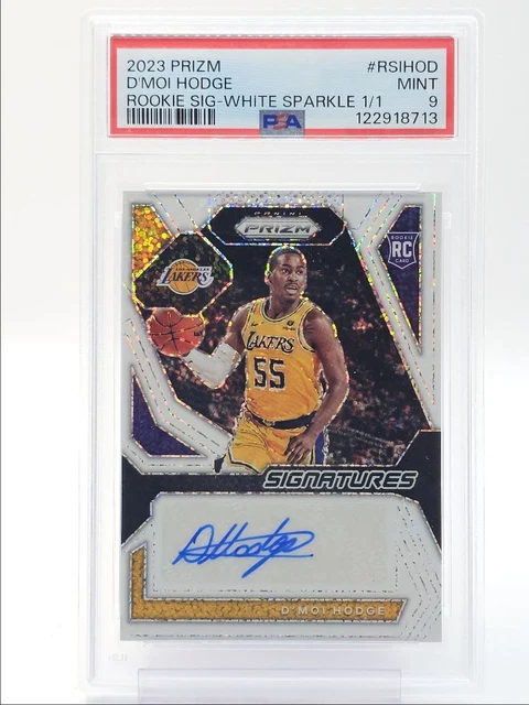 D'MOI HODGE 2023-24 PANINI PRIZM ROOKIE WHITE SPARKLE RC AUTO 1/1 PSA 9 Q4376