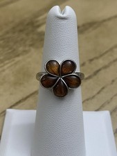 STERLING SILVER ALOHA HAWAIIAN PARADISE TROPICAL ISLAND FLOWER RING SIZE 6
