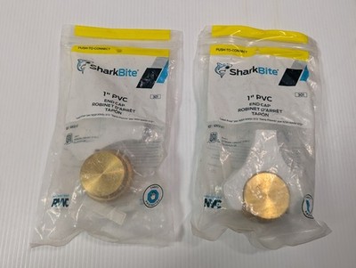 TWO RWC 1'' PVC End Caps by SHARK BITE BRASS  - NIB