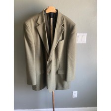 Oscar de la renta Olive Green Micro Check Windowpane Two Button Blazer.