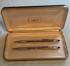 Vintage Cross Classic Century Chrome Ballpoint Pen and Mechanical Pencil Set