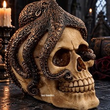 Gothic Skull Ornament Bronze Octopus Pagan Wiccan Fantasy Gruesome Gift Horror