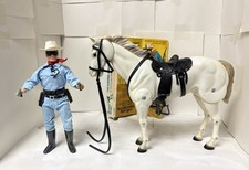 Vintage 1973 Gabriel The Lone Ranger And Horse Silver Action Figures With Box.