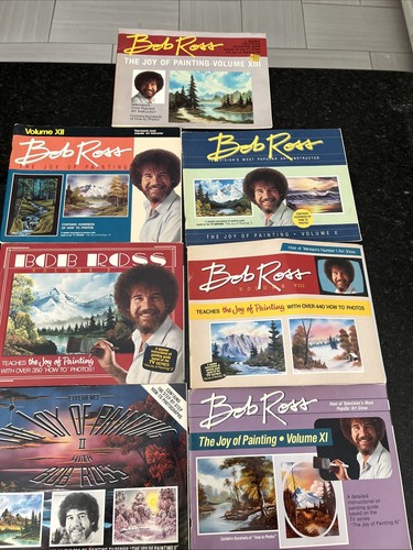 Lot of 7 Bob Ross The Joy of Painting Books (Volume 2,5,12,13,10,11 & 8)