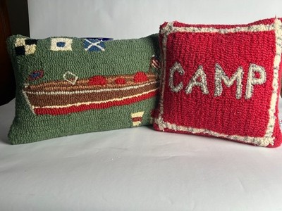 2 hooked wool pillow chandler 4 corners- camp and canoe